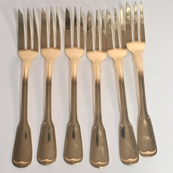 Vintage WMF Gold-Plated Dessert Forks – Elegant German Tableware (Set 6) - Picture 8 of 10